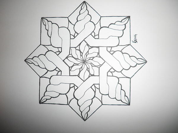 600x450 Square Braid Flower Drawing By Scott King