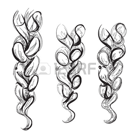450x450 Braid Sketch Of The Line. Poster For Hair Salon Royalty Free