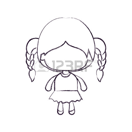 450x450 Monochrome Blurred Silhouette Of Faceless Little Girl With Braided