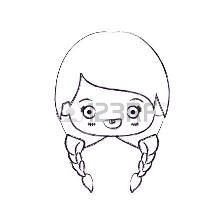 450x450 Blurred Thin Silhouette Of Head Little Girl With Braided Hair