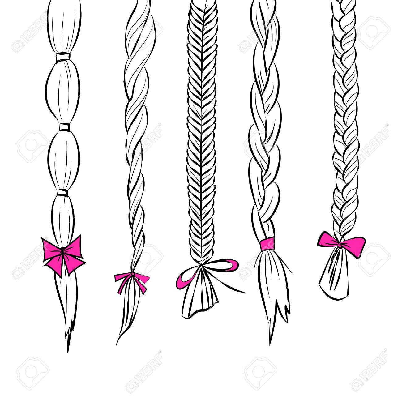 1300x1300 Line Art Silhouette Hair Illustration Set Of 5 Different Hair