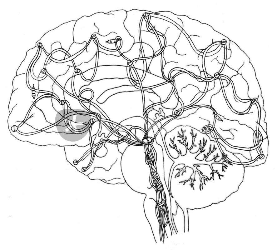 887x800 Electrical Brain Drawing Art Prints And Posters By Ant J
