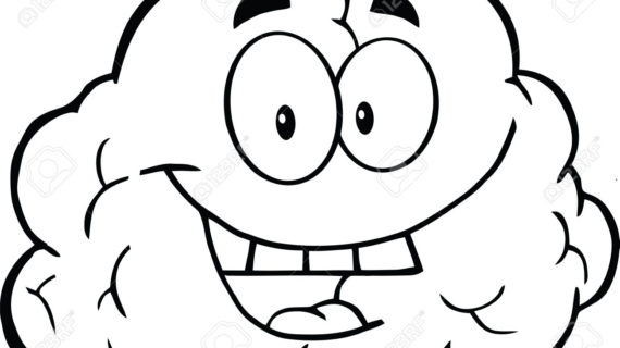 570x320 Cartoon Brain Drawing Outlined Happy Brain Cartoon Character