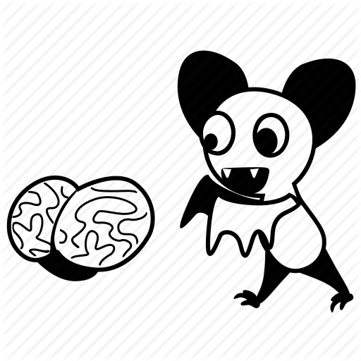 512x512 Bat, Brain, Cartoon, Character, Eat, Exited, Zombie Icon Icon
