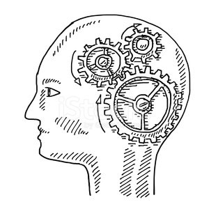 300x300 Head Side View Brain Gears Drawing Premium Clipart
