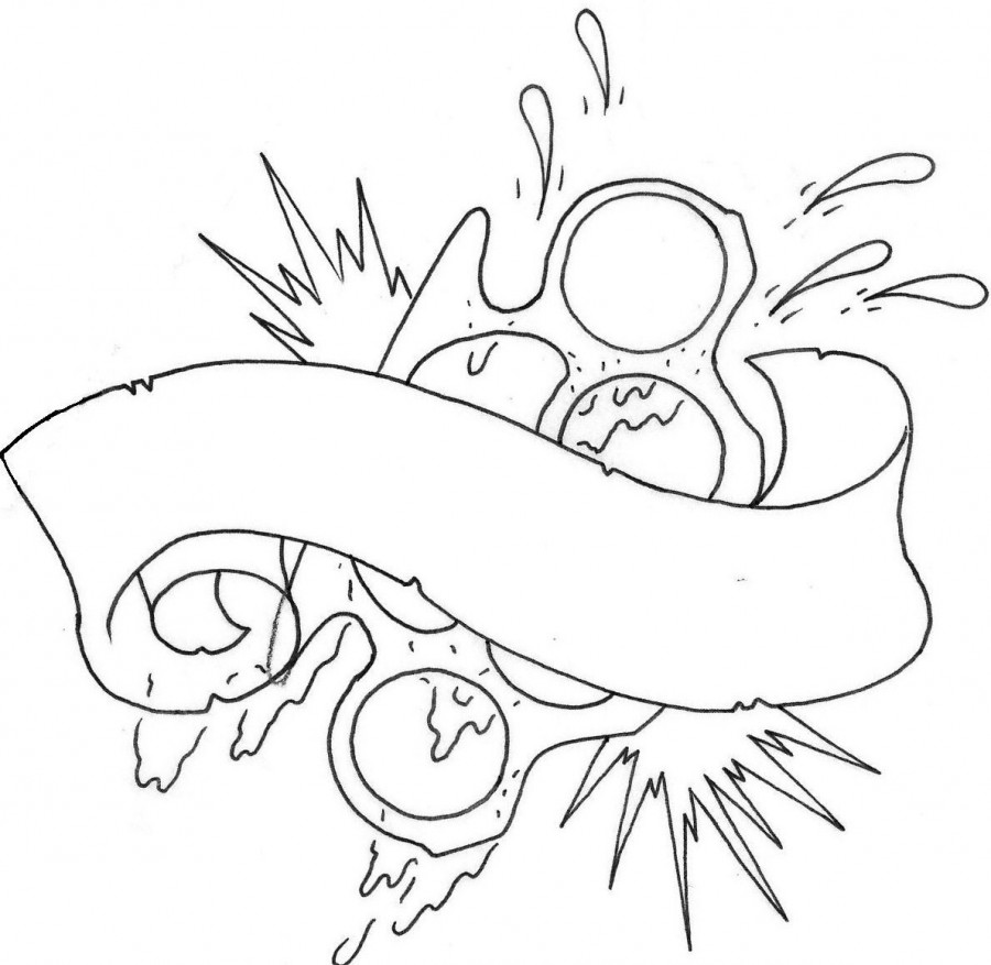 900x877 Brass Knuckles Blood Tattoo And Banner