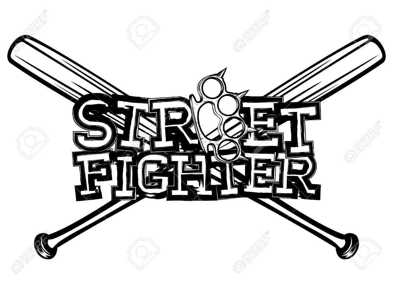 1300x974 Vector Illustration Crossed Bats And Brass Knuckle. Inscription