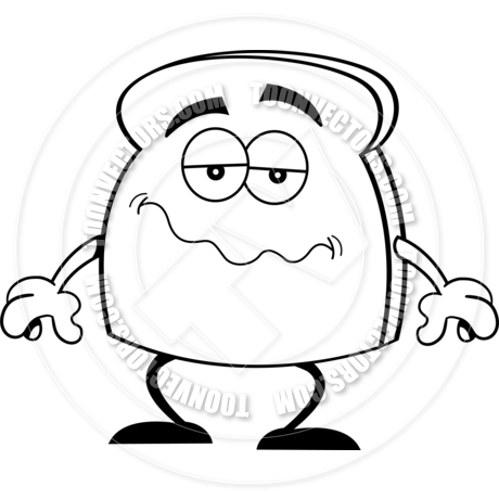 460x460 Cartoon Slice Of Bread (Black Amp White Line Art) By Kenbenner