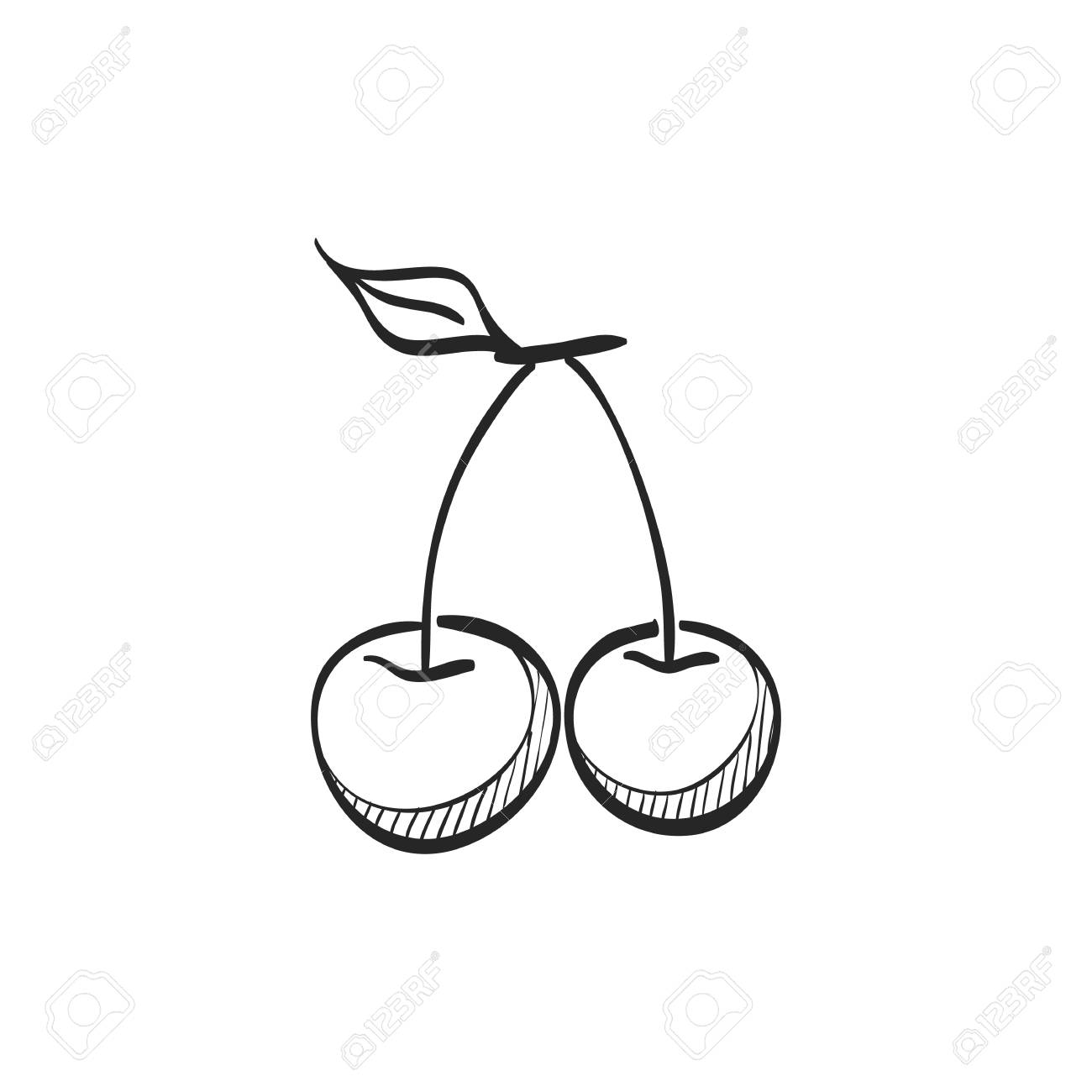 1300x1300 Cherry Icon In Doodle Sketch Lines. Food Fruit Healthy Lifestyle