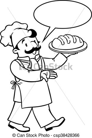 312x470 Coloring Book Of Funny Cook Or Baker With Bread. Coloring Clip