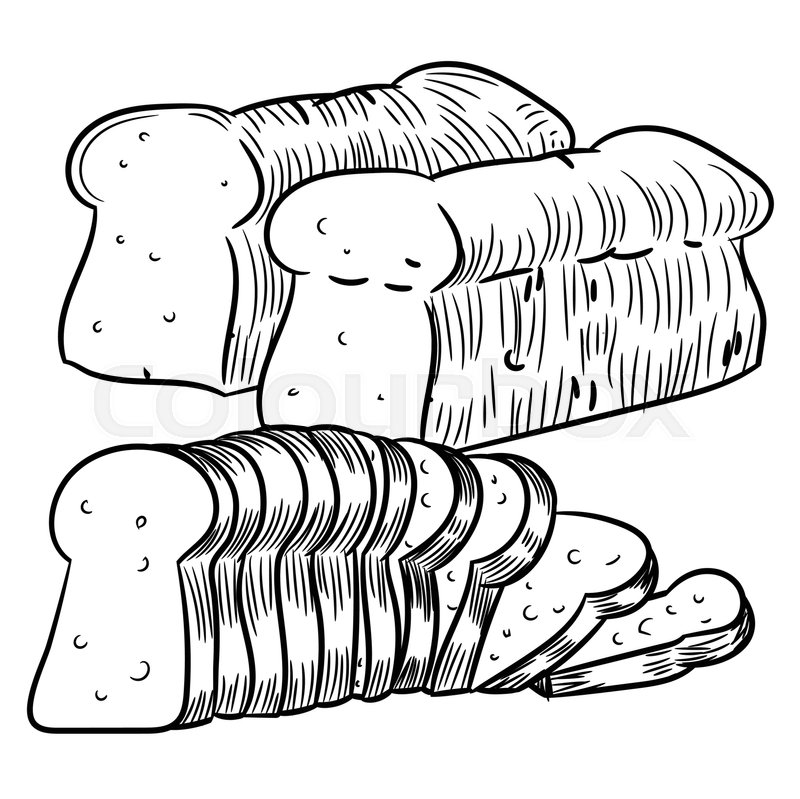 800x799 Hand Drawn Sketch Of Sliced Bread, Black And White Simple Line