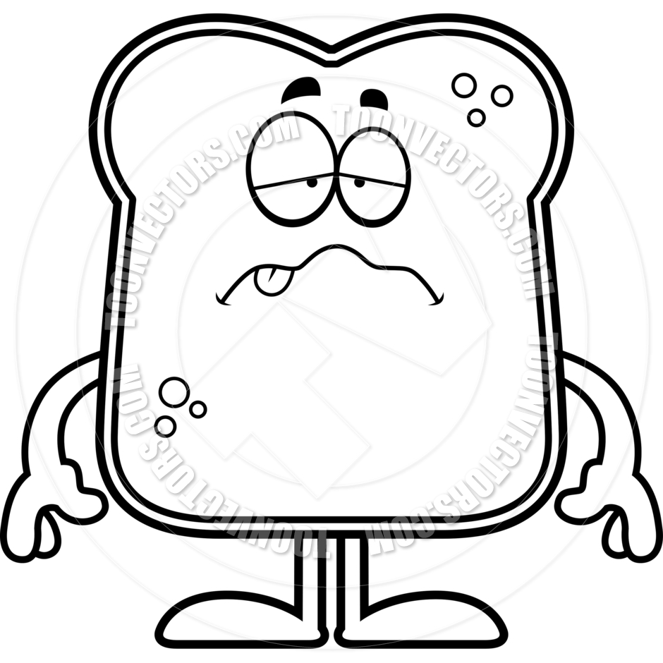 940x940 Sick Cartoon Bread (Black And White Line Art) By Cory Thoman