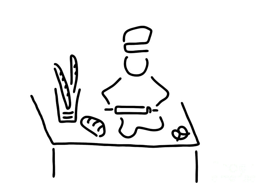 900x647 Bakers Bread Bake Drawing By Lineamentum