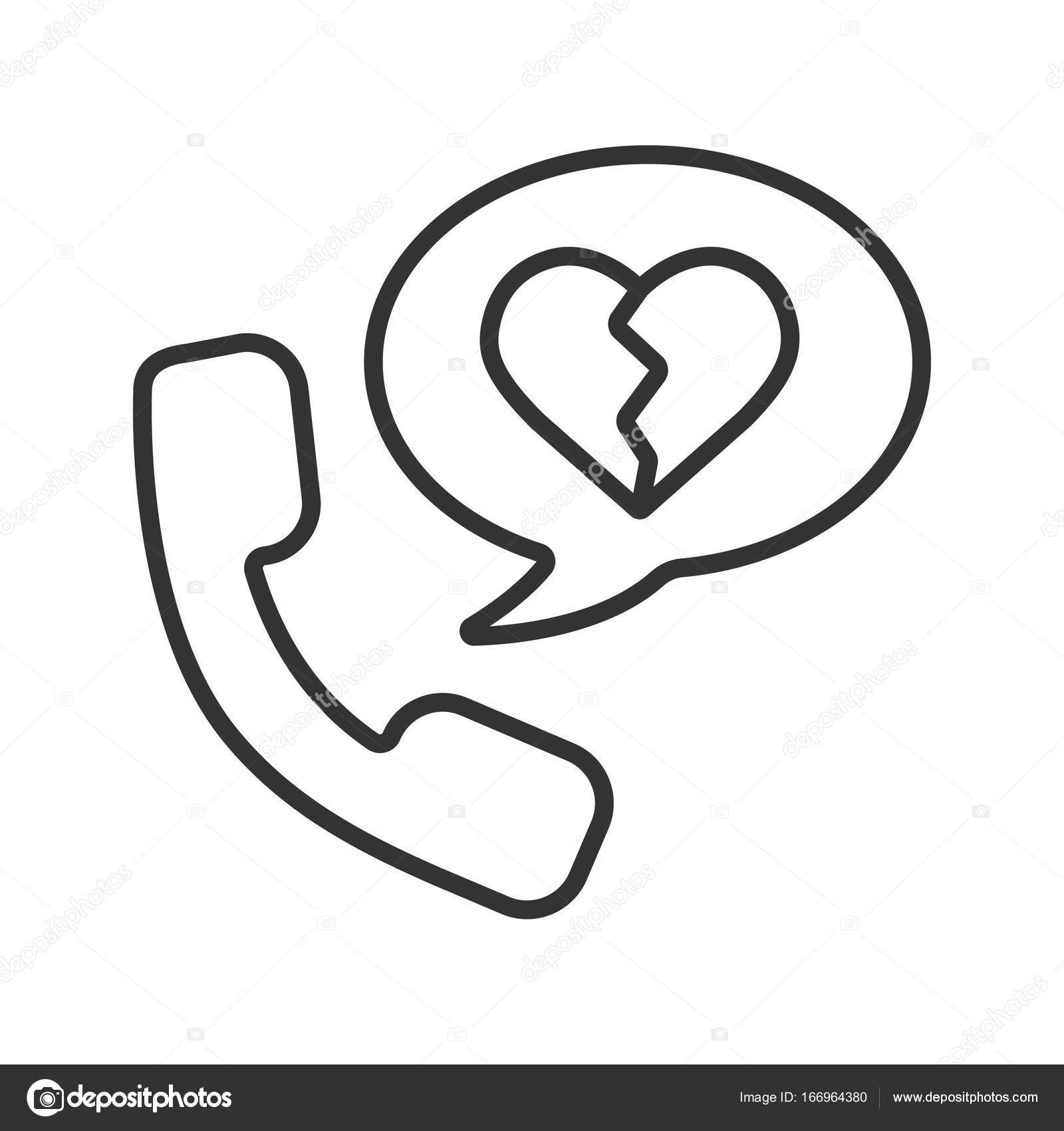 1600x1700 Breakup By Phone Linear Icon Stock Vector Bsd
