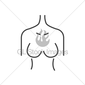325x325 Line Icon Breast Cancer Check, Woman Body Infographic Gl Stock