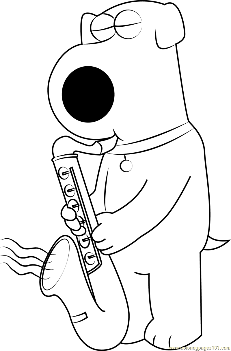 800x1212 Brian Griffin Playing Saxophone Coloring Page