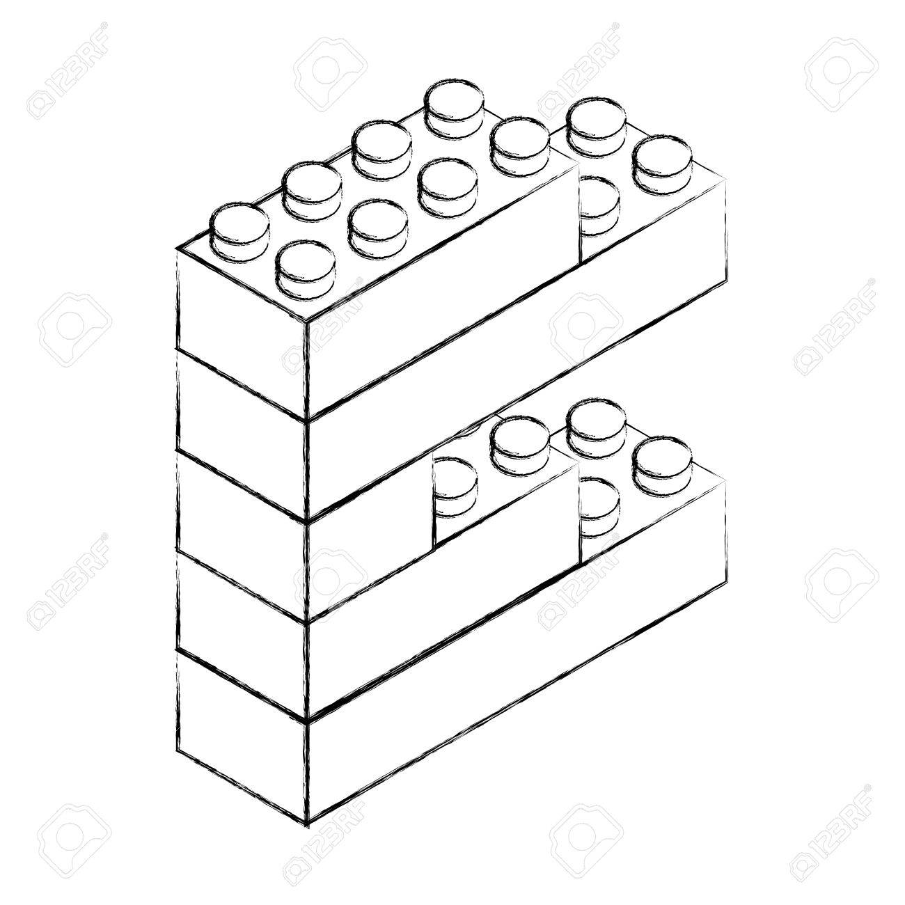 1300x1300 Sketch Draw Toy Building Block Bricks Vector Graphic Design