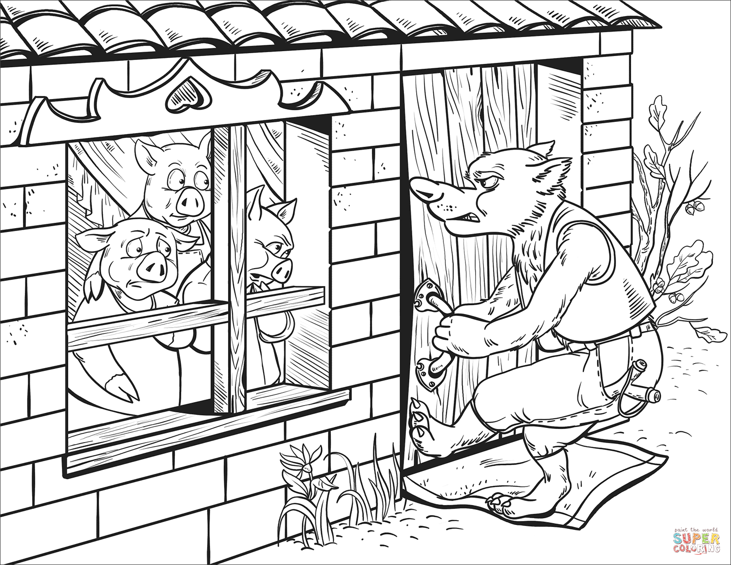 1500x1159 Brick House Coloring Page
