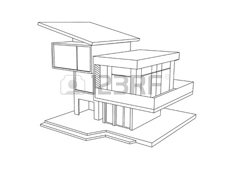 450x330 Drawing Of Cottage On A White Background Stock Photo, Picture