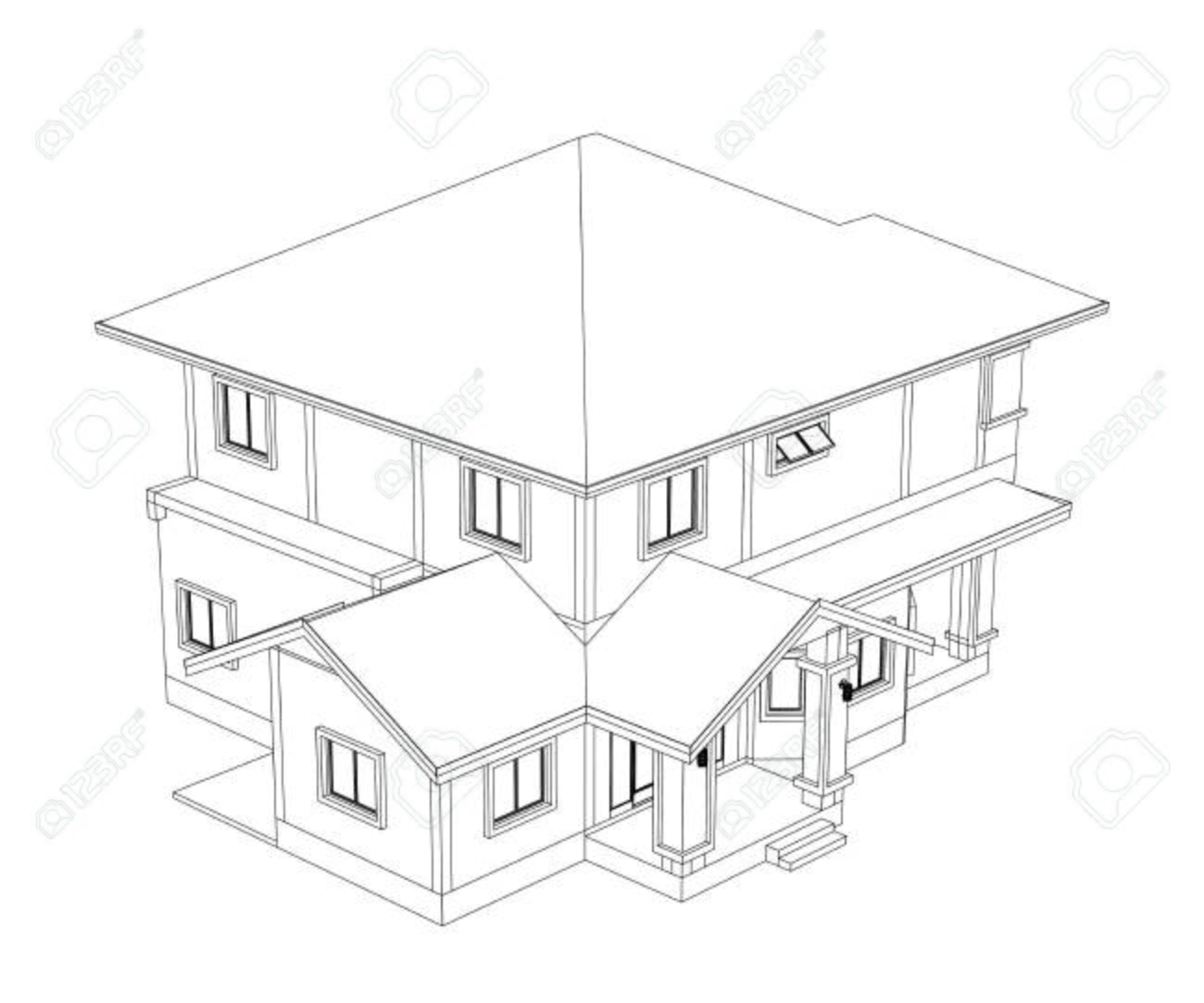 1300x1083 Drawings, Design House No Colour Stock Photo, Picture And Royalty