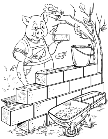 371x480 Penny Pig Builds A Brick House Coloring Page Free Printable