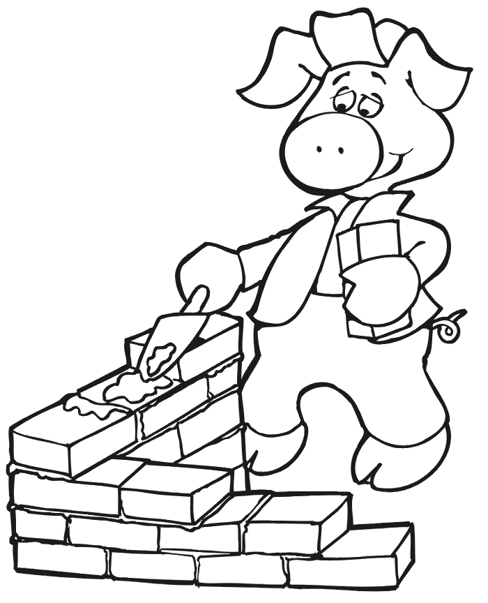 700x864 The Three Little Pigs Coloring Page Building With Bricks