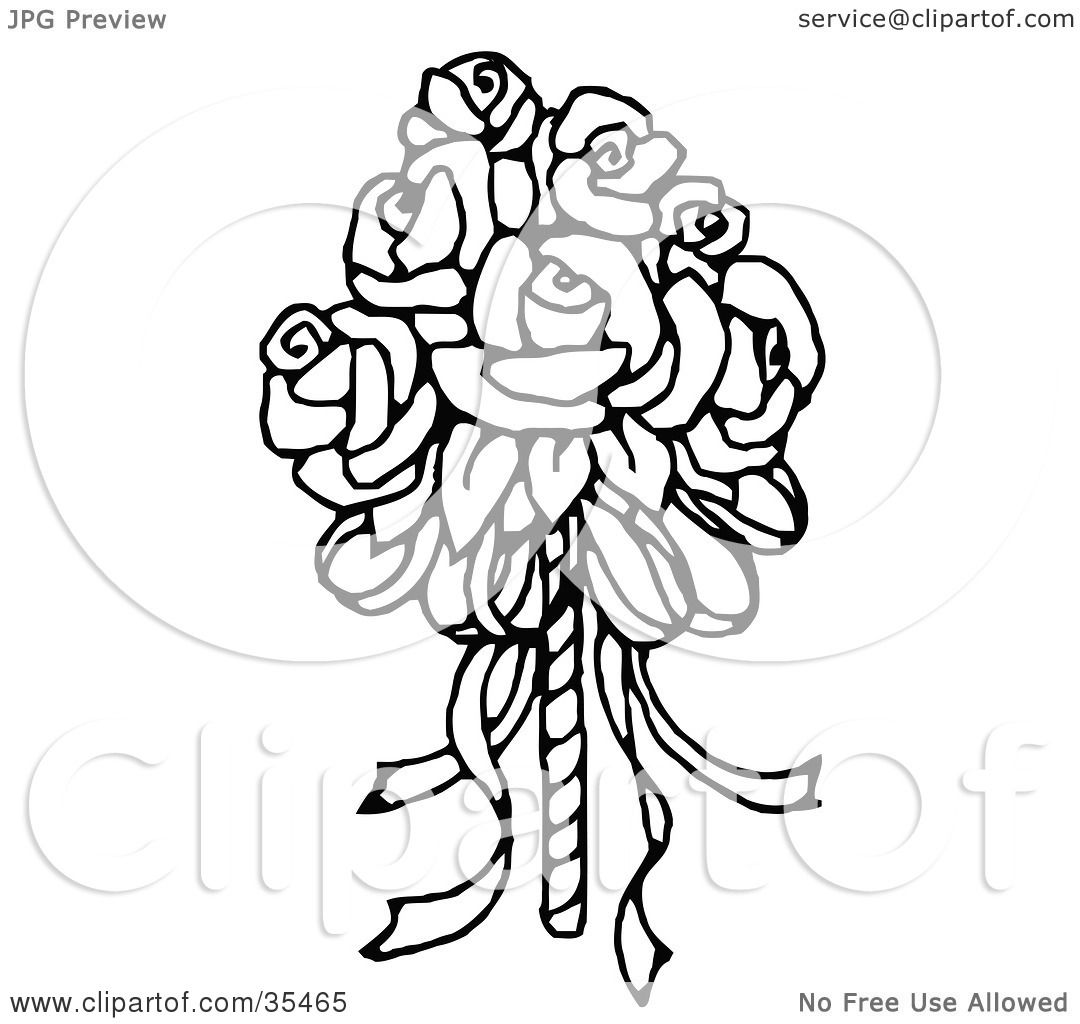 1080x1024 Clipart Illustration Of A Bridal Bouquet Of Roses By C Charley
