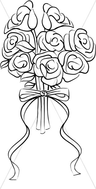 312x612 Rose Blossom Bridal Bouquet Church Bouquet Clipart
