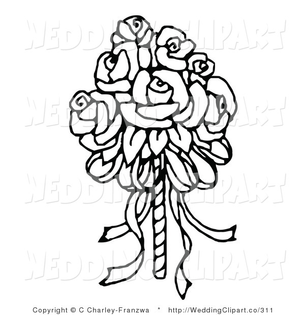 600x620 Vector Marriage Clipart Of A Wedding Bridal Bouquet Of Roses By C