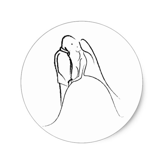 540x540 Bride Amp Groom Sketch Classic Round Sticker