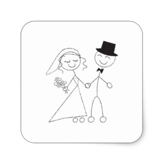 324x324 Stick Figure Bride And Groom Stickers Amp Labels Zazzle Uk