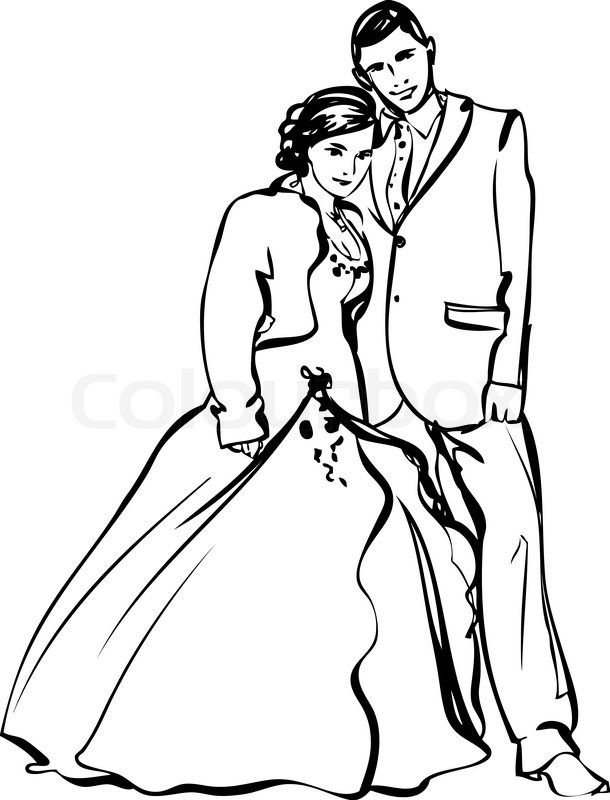 610x800 Black And White Picture The Bride And Groom Stock Vector Colourbox