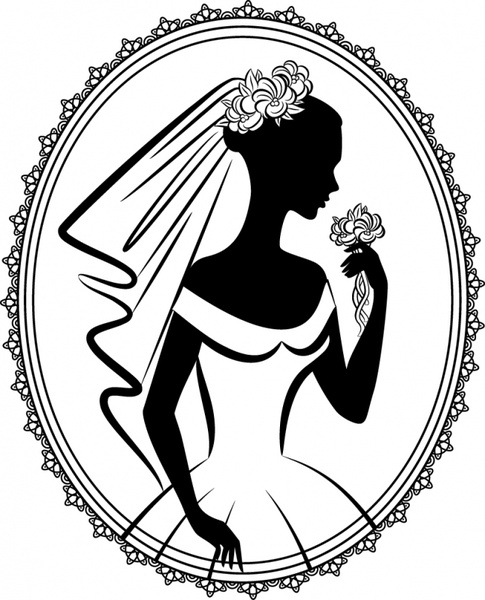 485x600 Bride Silhouette Vector Line Drawing Free Vector In Encapsulated