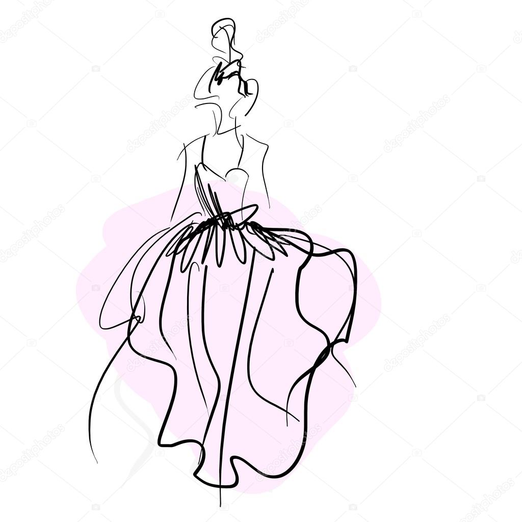 1024x1024 Concept Bride Women In Wedding Dress, Fashion Sketch Stock Photo