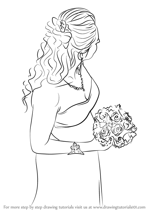 598x844 Learn How To Draw A Beautiful Bride (Girls) Step By Step Drawing