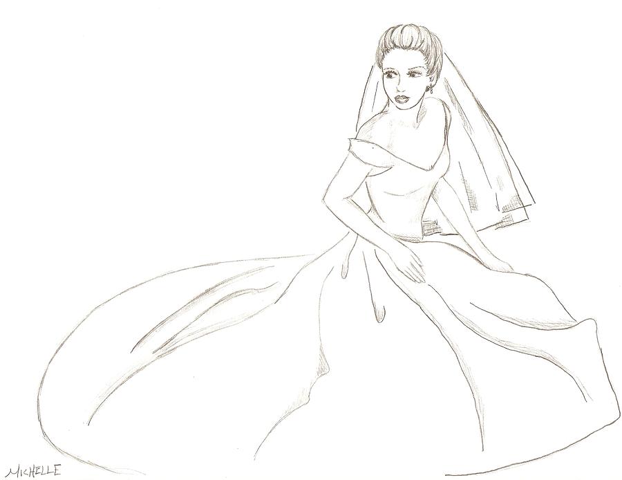 900x694 Bride Drawing By Michelle Schultz