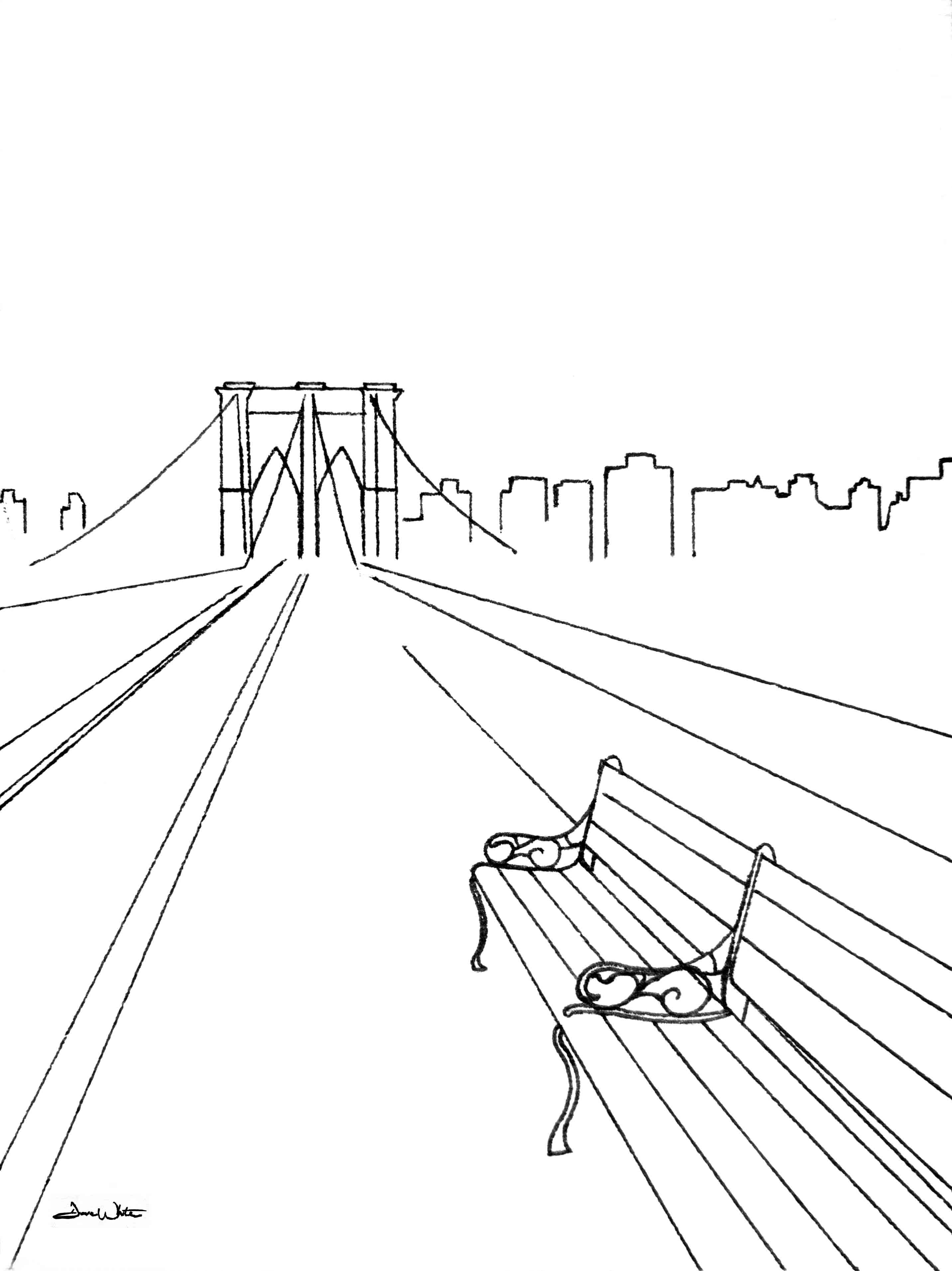 2865x3826 Take Our Time Brooklyn Bridge Ink Drawing Fine Artist