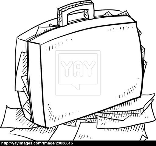 512x479 Overstuffed Briefcase Sketch Vector