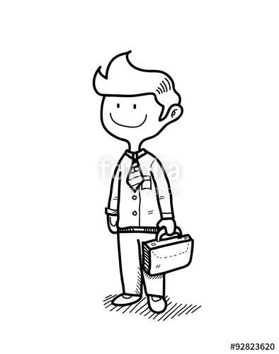 394x500 Business Man, Hand Drawn Vector Doodle Illustration