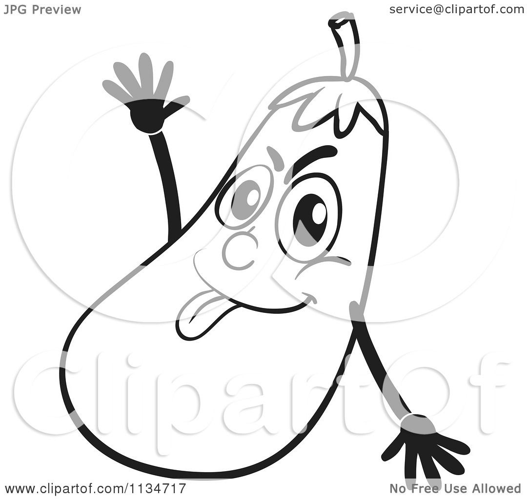 1080x1024 Cartoon Of A Black And White Goofy Eggplant