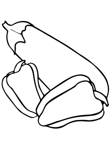 360x480 Eggplant And Red Pepper Coloring Page