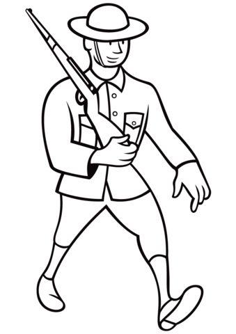 339x480 Ww1 British Soldier Marching With Rifle Coloring Page Free