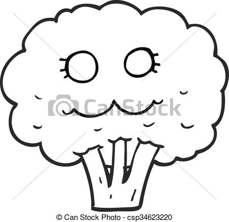 450x436 Freehand Drawn Black And White Cartoon Broccoli Vector