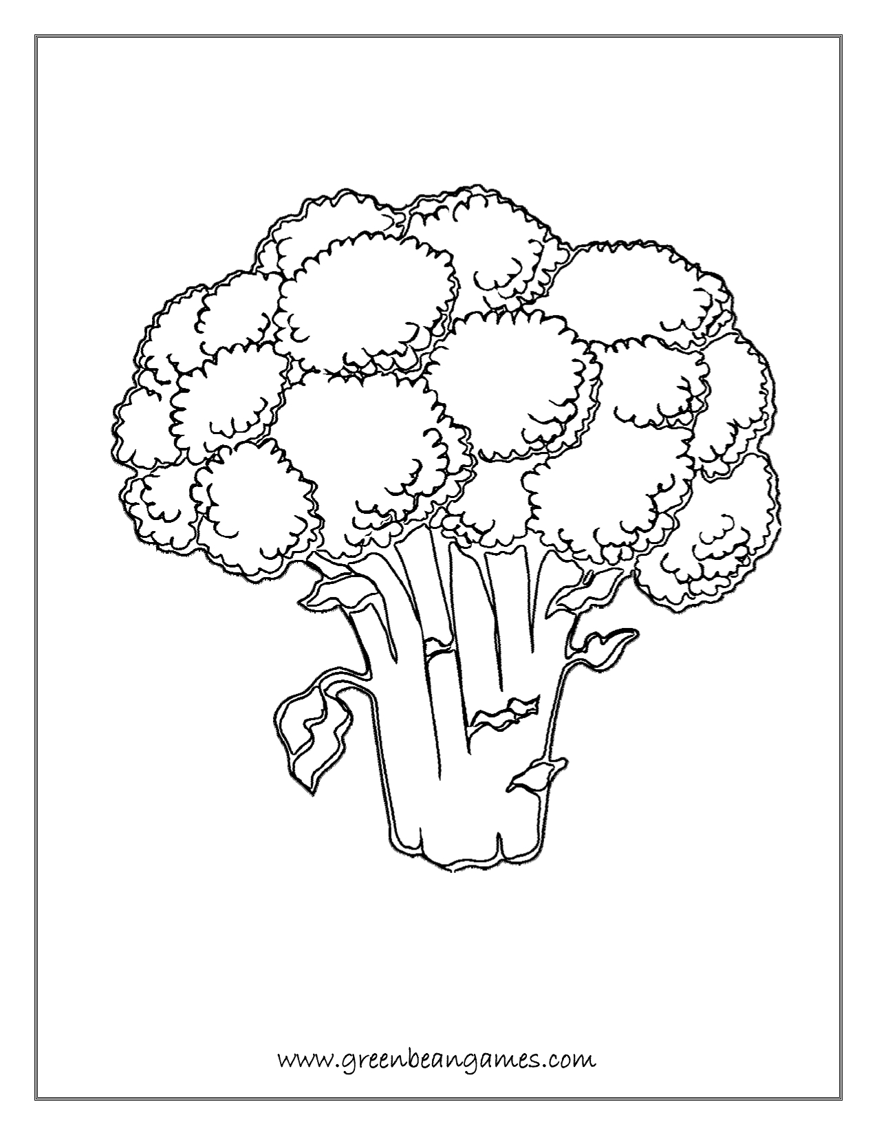 1275x1650 Greenbeangames Broccoli Coloring Page Greenbeangames