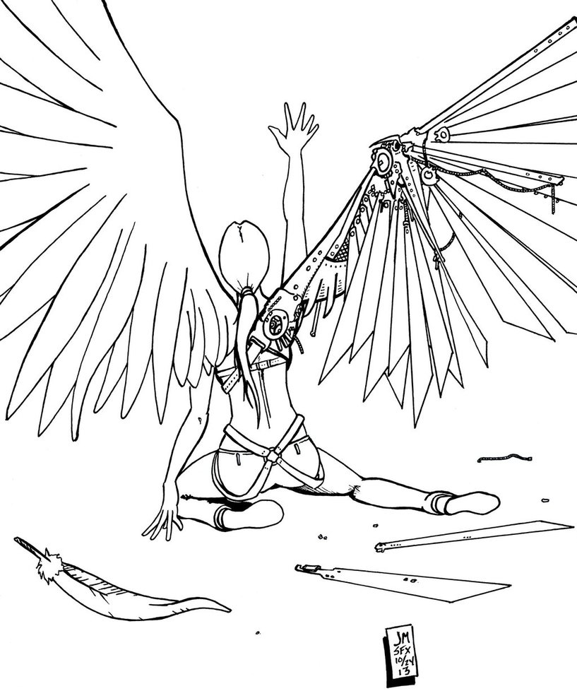 817x978 Steampunk Rebuilt Broken Angel (Lines) By Chronosfx