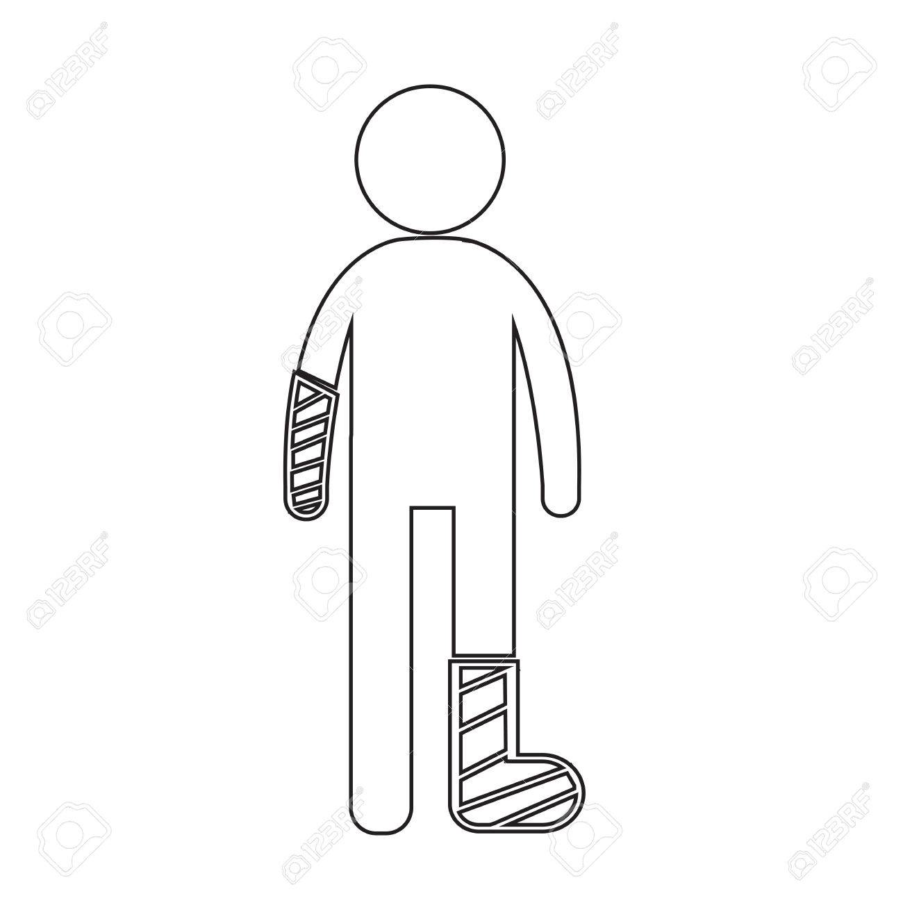 1300x1300 People Broken Arm And Leg Icon Illustration Design Royalty Free
