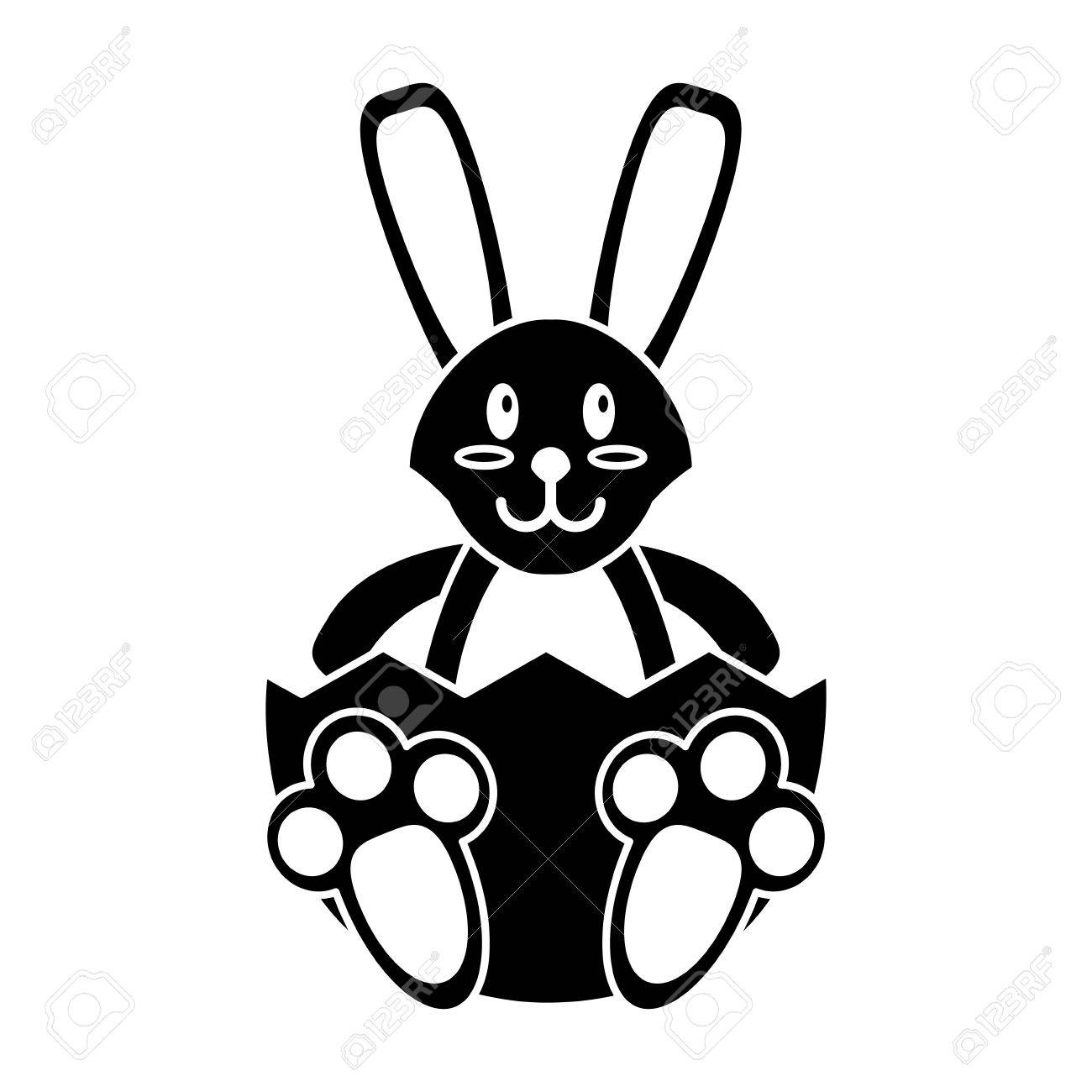 1300x1300 Easter Bunny With Broken Egg Pictogram Vector Illustration Eps