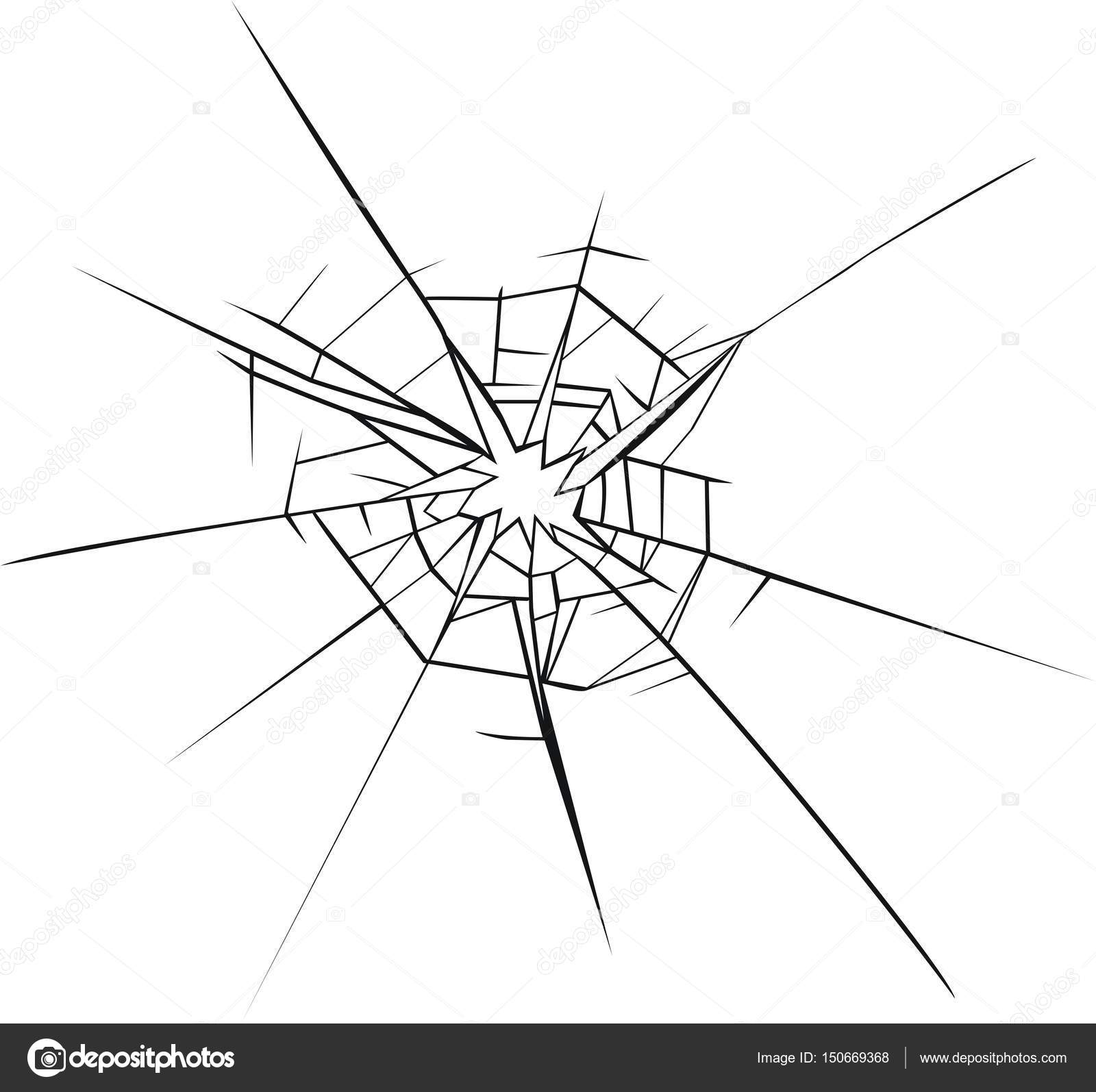 1600x1594 Broken Glass Effect. Hole In The Broken Glass Stock Vector