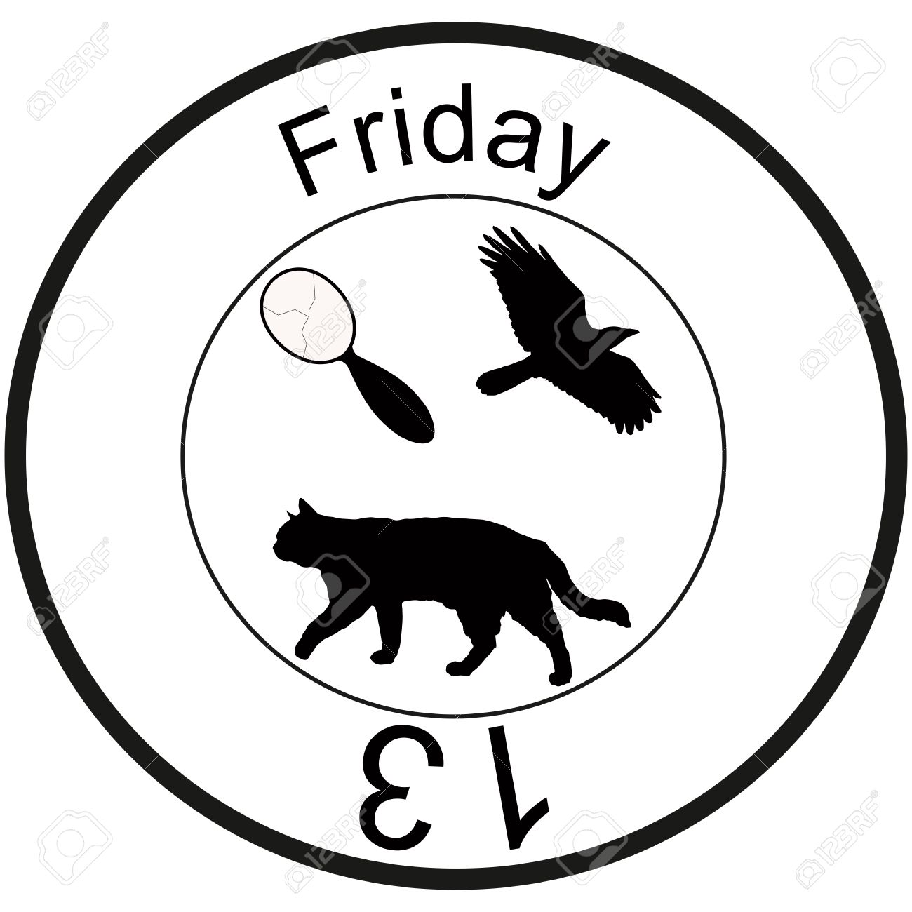 1300x1300 Bad Omen Friday 13, Broken Mirror, Flying Crow, Walking Black