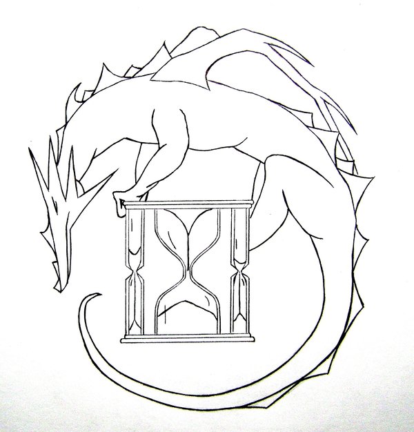 600x626 Black Dragon Hourglass Tattoo Stencil By Typowilliams